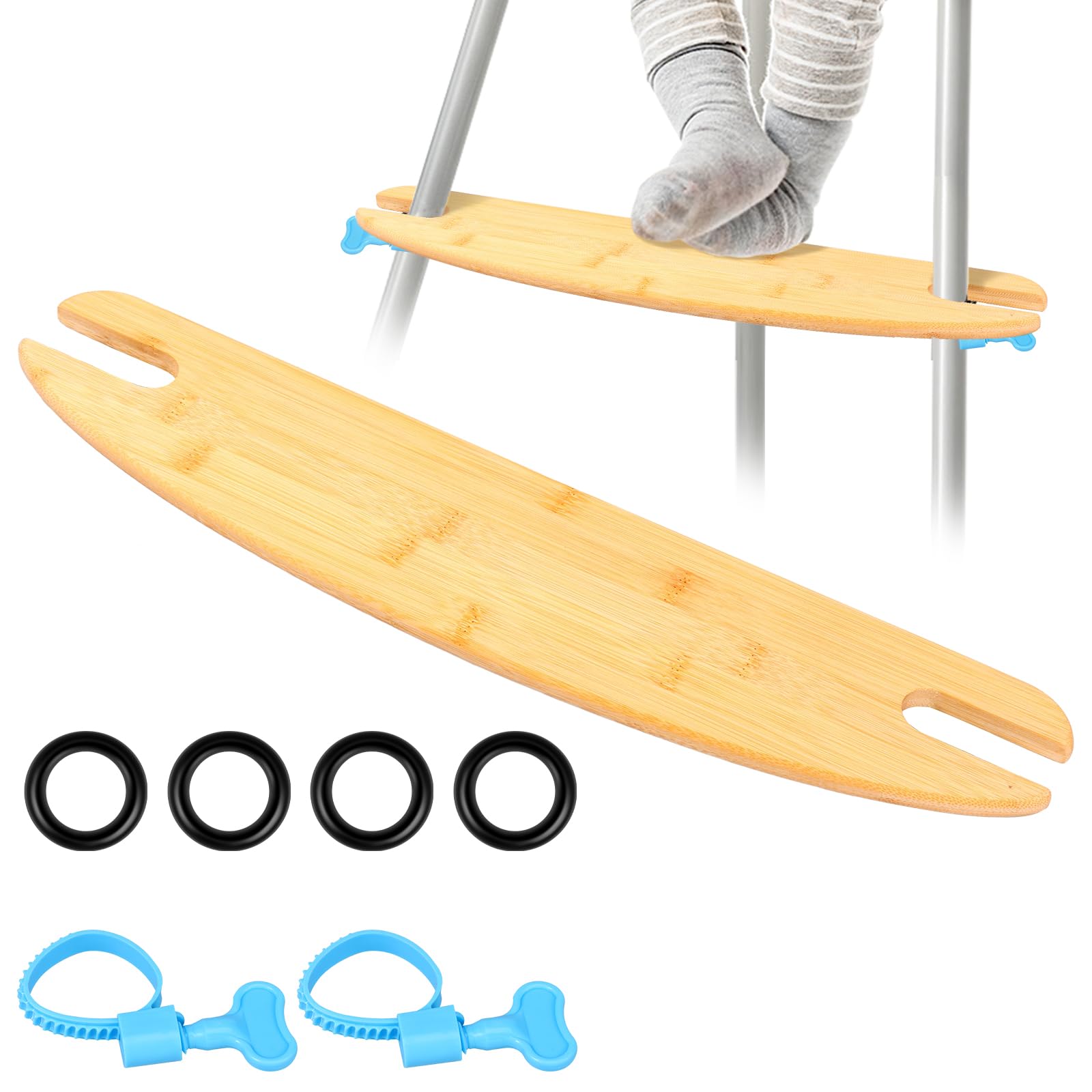 High Chair Footrest, Adjustable Height Natural Bamboo Baby Highchairs Pedal, Wooden Non Slip Foot Rest Foot Rest Accessories Compatible with Antilop High Chair