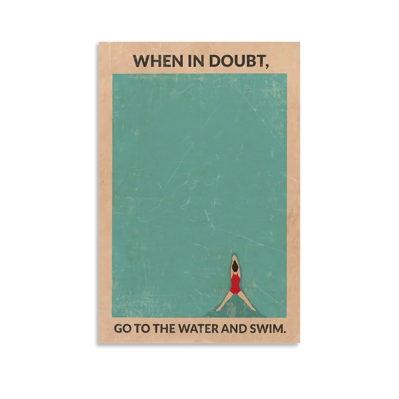 WHBAQ Vintage Swimming Poster Swim Retro Asethetic Classic Poster Canva Colourfast Wall Art Decorative Painting for Living Room Bedroom Home Decor 16x24inch(40x60cm) Unframe-style