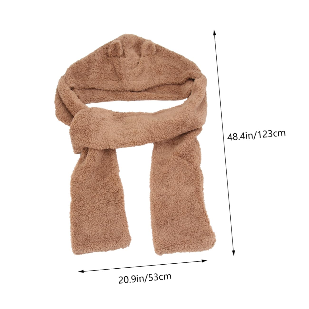 VANZACK Thickened Scarf Warm Bear Earflap Hat Plush Cozy Scarf for Cold Weather Coffee