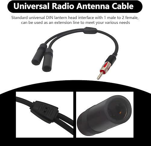 Miniatura 3 de 1 cable de conexión de antena de radio AM FM para automóvil, en forma de Y, de un macho a dos hembras, cable de extensión de adaptador de antena