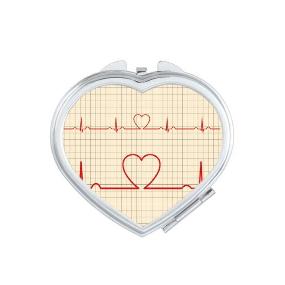 Miroir de maquillage portable coeur électrocardiogramme compact et mignon fait main