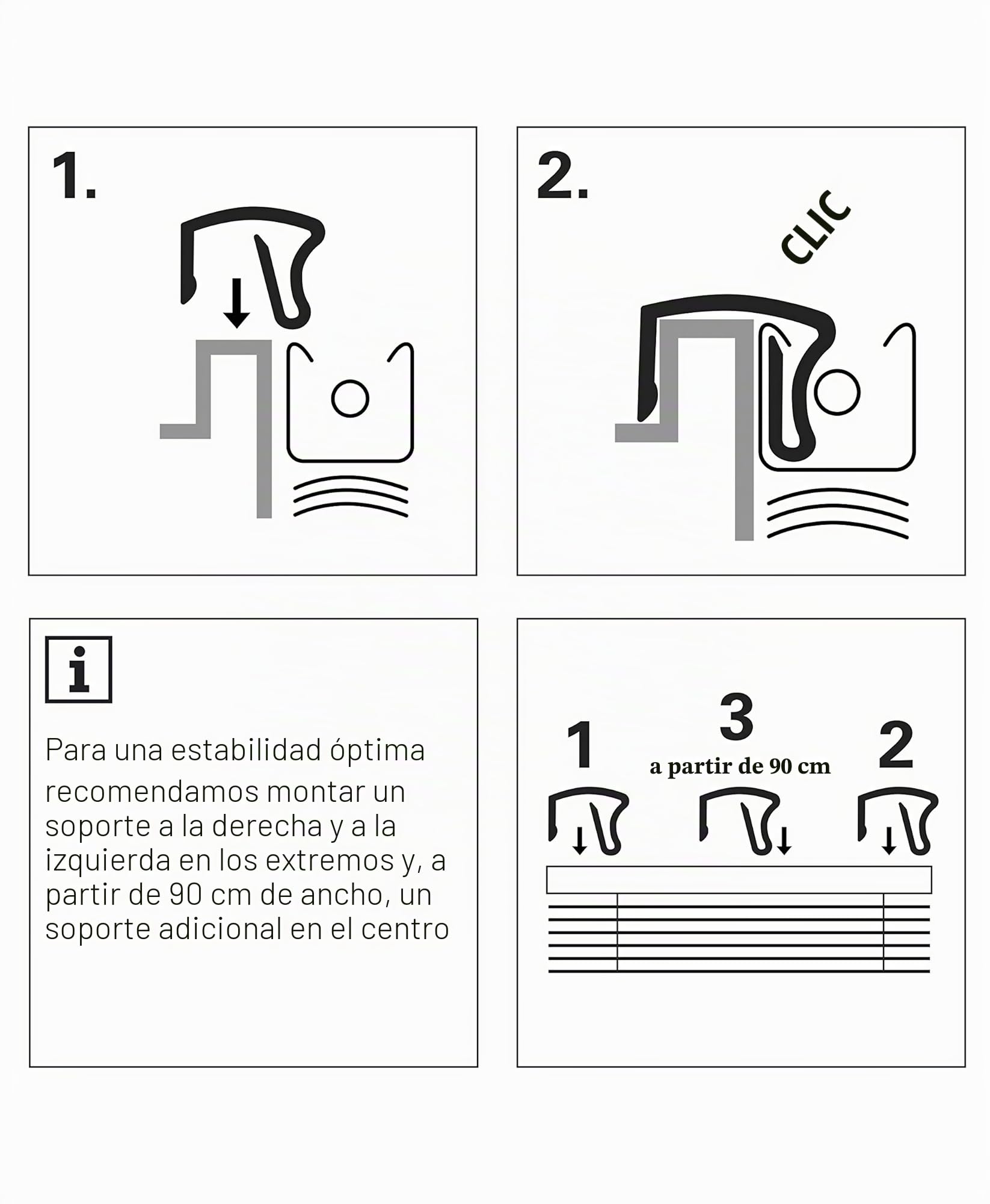 Deco Company - Persiana de aluminio, protección visual, de luz y antideslumbramiento, montaje en pared y techo, aluminio, Blanco, 95 x 220 cm