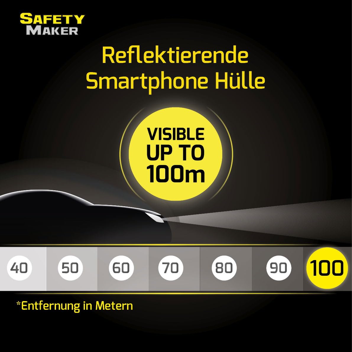 Safety Maker 44589 Custodia per smartphone impermeabile con elementi di design riflettenti per lo sport, il jogging, portacellulare, custodia per la corsa