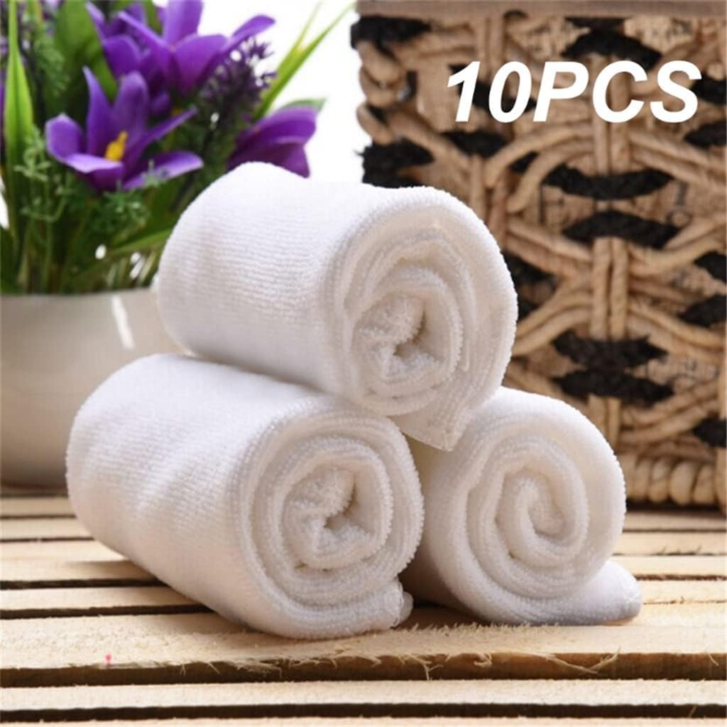 10pc White Soft Microfiber Fabric Face Towel Hotel Bath Wash Cloths Hand Towels Portable Multifunctional