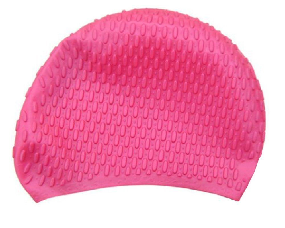 Snadulor Swimming Cap Silicone Long Hair Swim Cap Ear Wrap Waterproof Hat for Women and Men,Pink