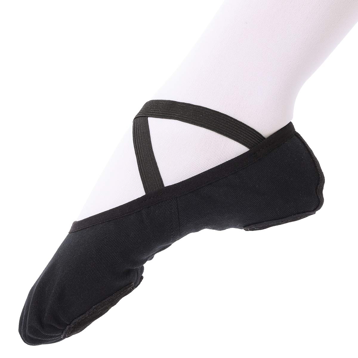 Zapatillas de Danza para niñas Zapatos de Ballet Lona elástica con Suela de Cuero Dividido Negro marrón Rosa