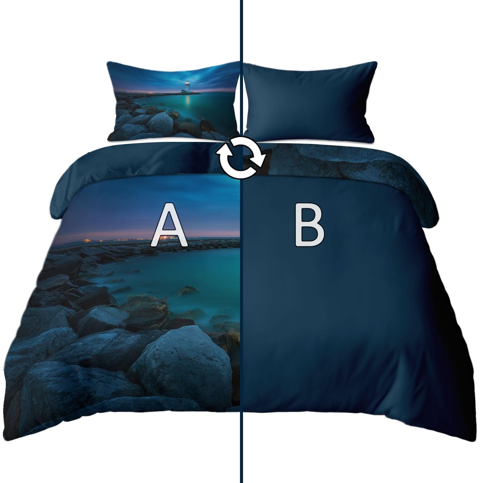 Parure de lit hypoallergénique bleu marine 240 x 260 cm zippée