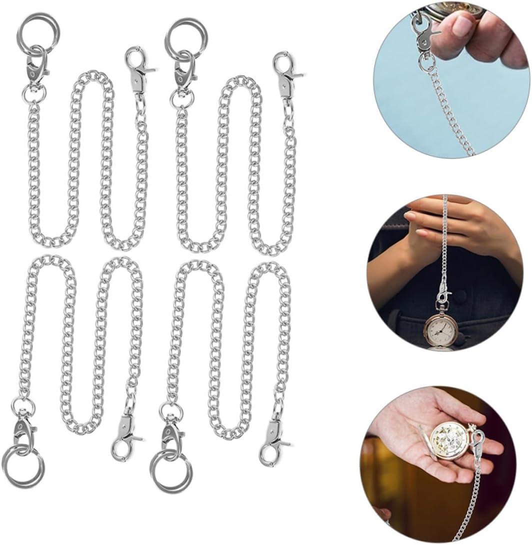 4pcs Metal Pocket Watch Chain for Pants Decorative Jeans Accessories Trousers Chain Buckle Design for Handbags and Fashion Statement