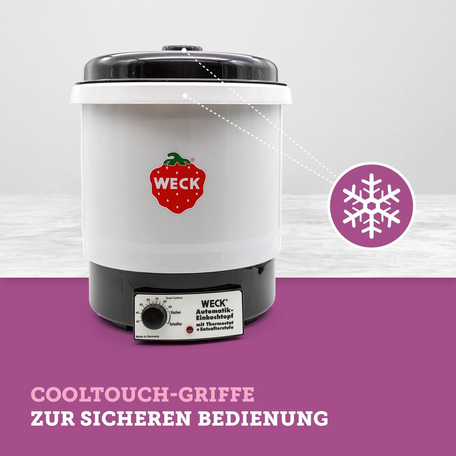 WECK Einkochautomat WAT34 Kunststoff mit Thermostat – 29L Einkochtopf, Glühweinkocher, Dampfentsafter, Einweckautomat – Made in Germany, hochwertig & vielseitig