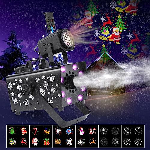 hakuta upgraded 800w snow machine with 8 led rgb lights led projection and 2 wireless remotes perfect for christmas halloweenparties wedding and dj stage
