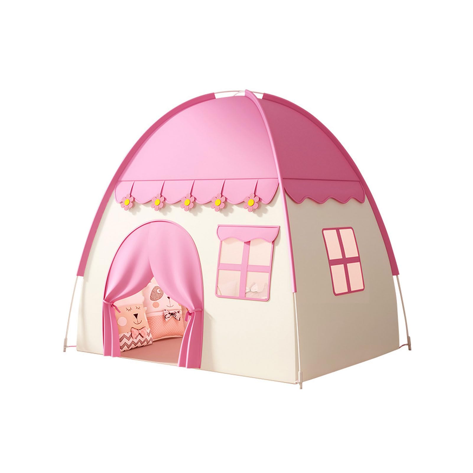 Naroote Kinderspielzelt, Stabiler Rahmen, Zusammenklappbares Kinderspielhaus, Ideal für Familienausflüge, Kinderspielzelt Im Innenbereich für Kreative Spielzeit (PINK)