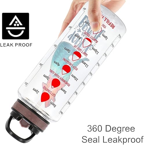 Miniatura 4 de Botella de agua de 32 onzas con popote y marcador de tiempo Tritan sin BPA a prueba de fugas asa de transporte diseño único y fácil de limpiar joven