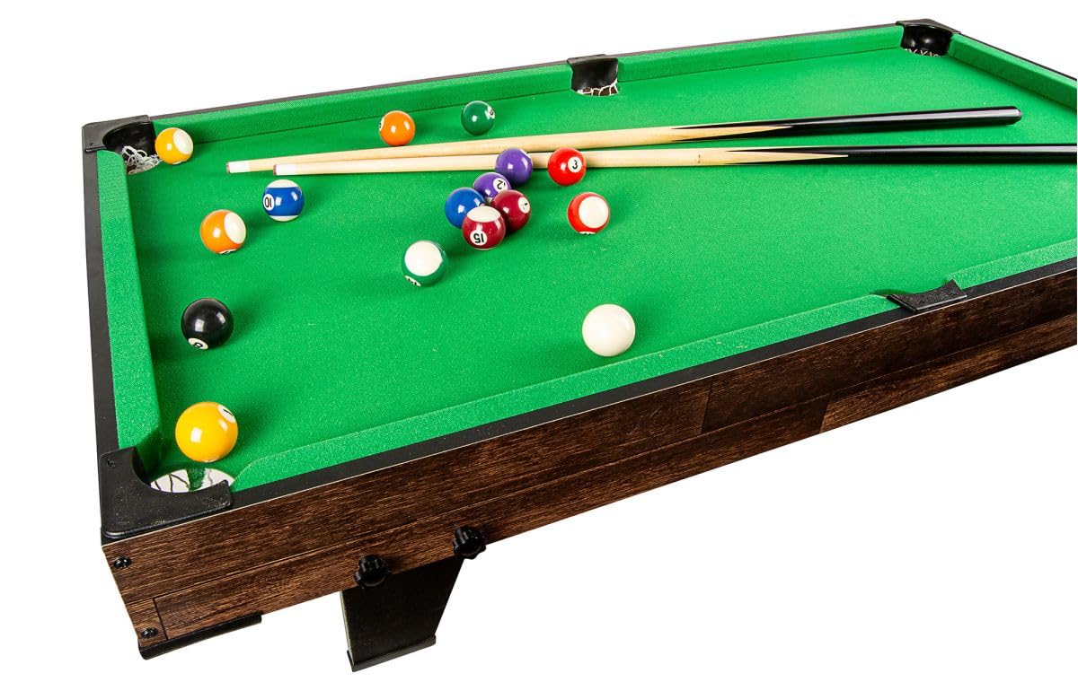 Leomark Tragbarer Billardtisch für Kinder im Vintage-Stil Mini mobil Billardtisch mit Zubehör Poolbillardtisch-Set Höhe: 20,3 cm Komplettset für Zuhause