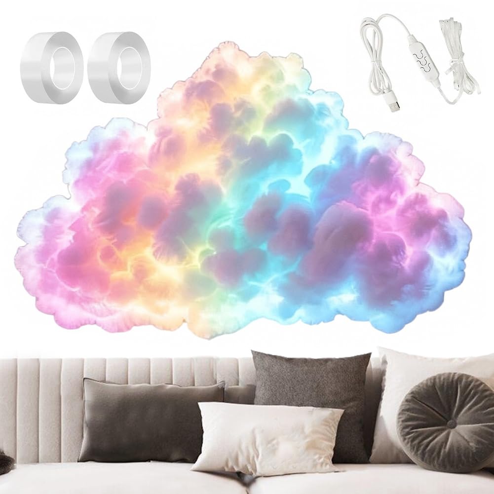 CEWROM DIY USB-Powered Thundercloud LED Light Decor, LED-Wolkenlicht Mehrfarbige Dynamische Beleuchtung mit 3D-Wolkeneffekt, Umgebungsraumdekoration für Zimmer Schlafzimmer Spielzimmer Party