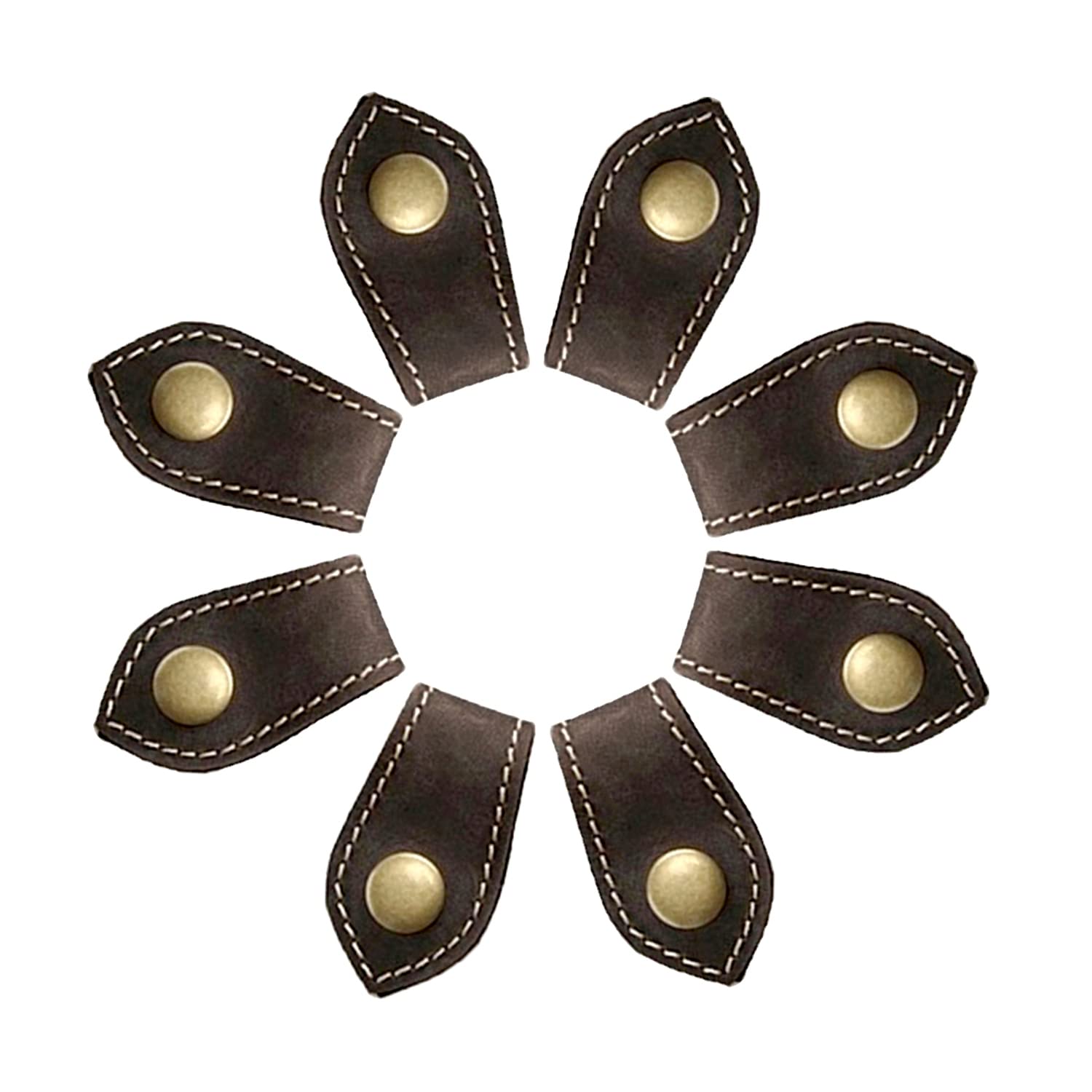 YohokGo Leather Cord Organizer with Snap Button, Reusable Cable Wrap for USB Cables, Earbuds, Charger Cords, Travel Cable Management Accessory 8 Pack