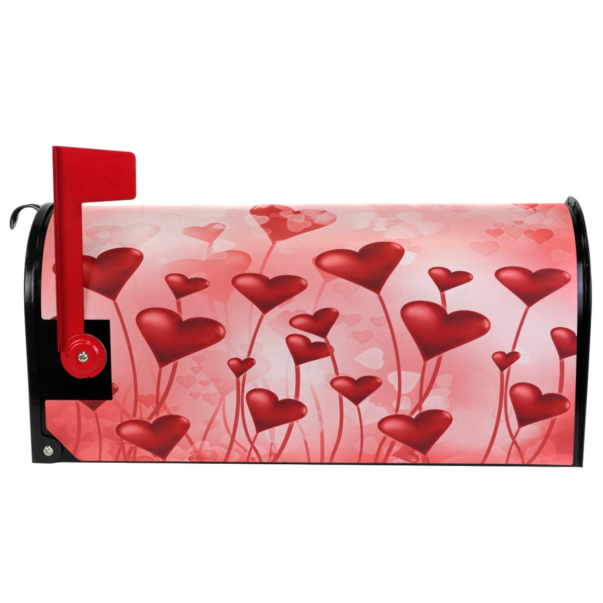 Wamika Valentine's Day Love Heart Flowers Rose Romantic Mailbox Covers Large Happy Valentine's Day Love Heart Welcome Spring Magnetic Mail Wraps Cover Letter Post Box Oversized 25.5