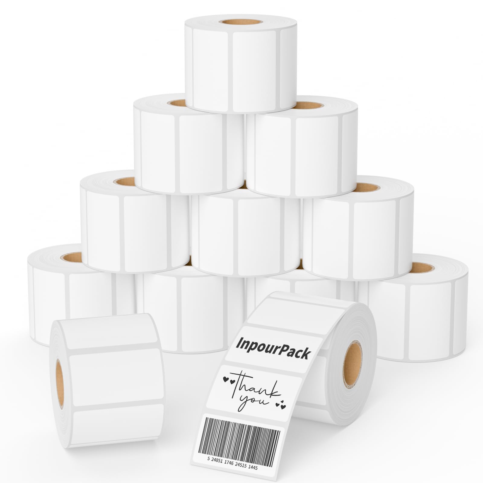 12 rollos de etiquetas perforadas térmicas directas de 2-1/4 x 1-1/4 pulgadas, códigos de barras SKU, 1000 etiquetas por rollo blanco, compatibles con impresora de etiquetas Rollo e