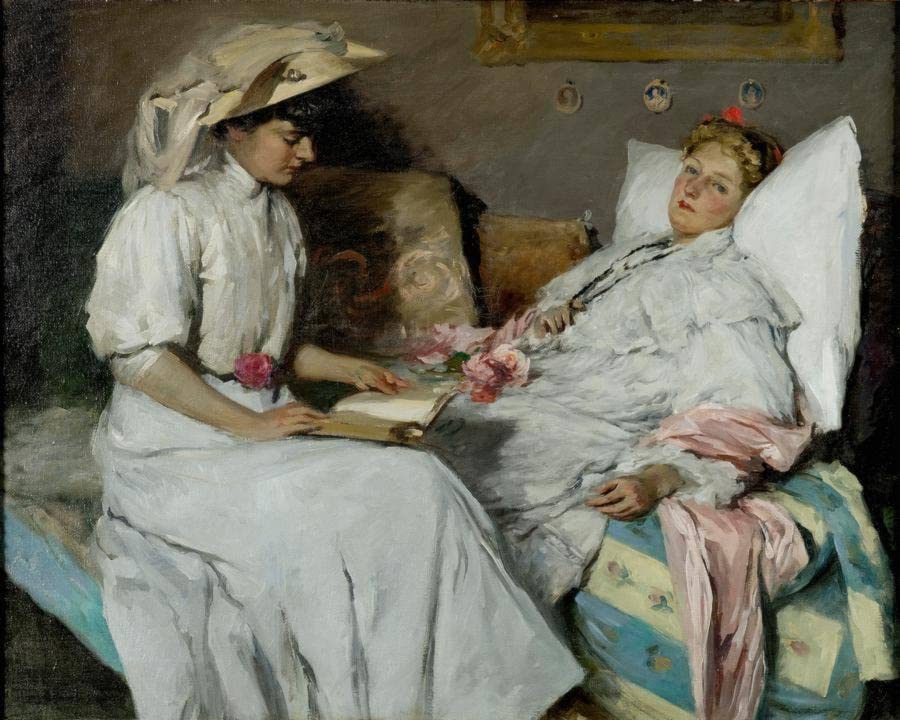 Impression d'affiches Le Convalescent de Rupert Charles Wulsten sur toile d'art 60x90cm