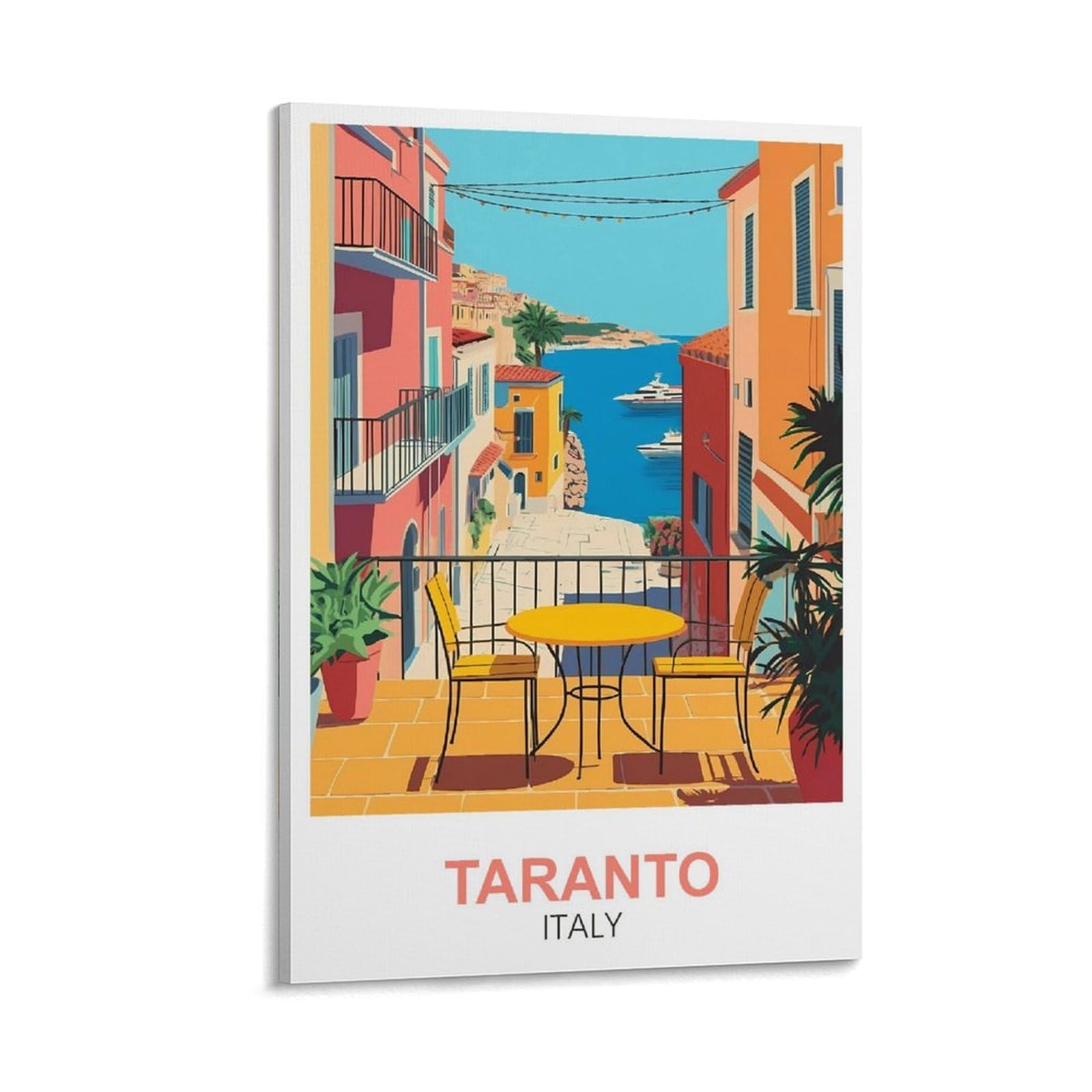 CLFMHNAS Impression sur toile vintage Tarente Italie 50 x 75 cm