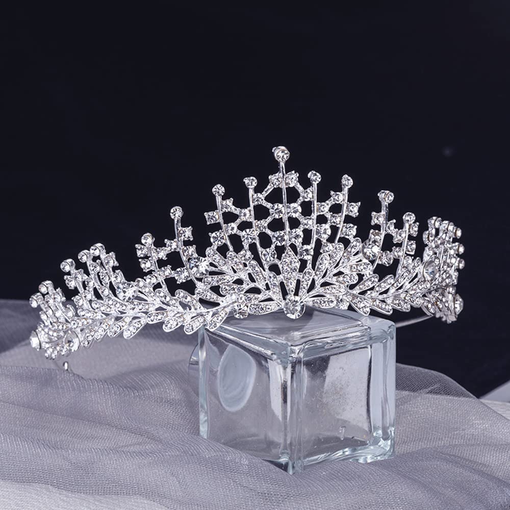 Lurrose Corona Con Strass Argento Per Donna E Ragazza, Diadema Da Sposa Per Compleanno E Matrimonio