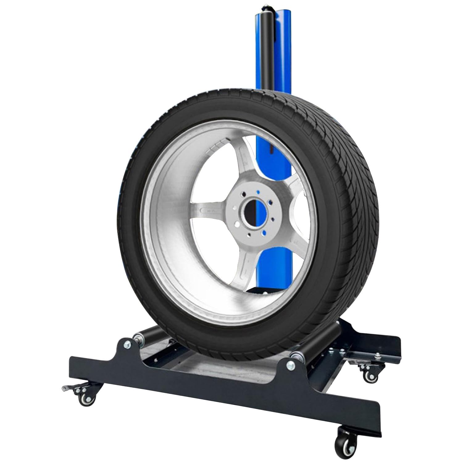 KJZQXYX Heavy Duty Wheel Tire Cleaning Stand, Mobile Detailing Rack,with Stainless Steel Rollers, for Garage and Auto Repair Applications (Blue 100cm)