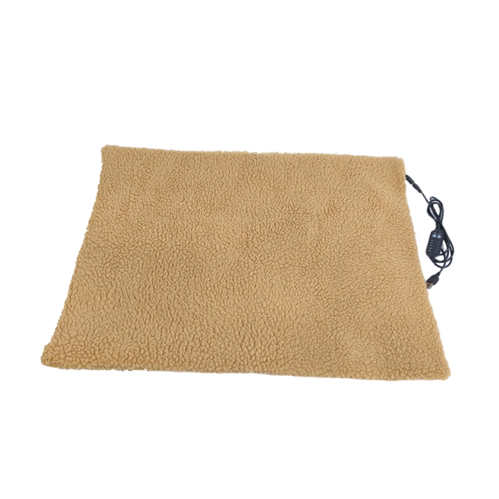 Coussin Chauffant pour Chats, Tapis Chauffant pour Chat Utilisable à L'intérieur et à L'extérieur, 5 Niveaux de Température, Coussin Chauffant, Brun