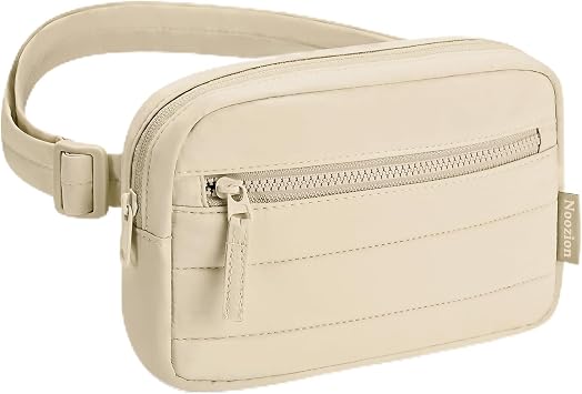 Noozion Fanny Packs for Women Quilted Puffy Cross Body Bag with Multiple Pockets, Waist Pack for Travel, Hiking, and Everyday Use Camel
