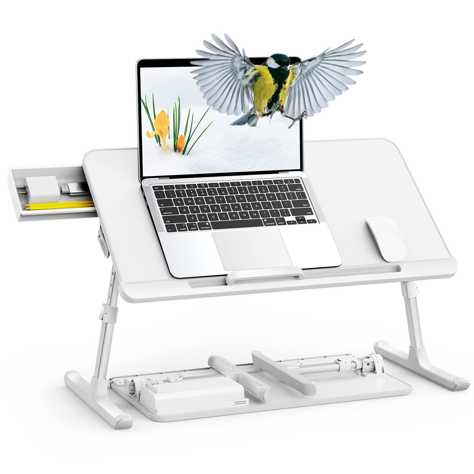 Buy SAIJI Laptop Bed Tray Table, Adjustable PVC Leather Laptop Bed