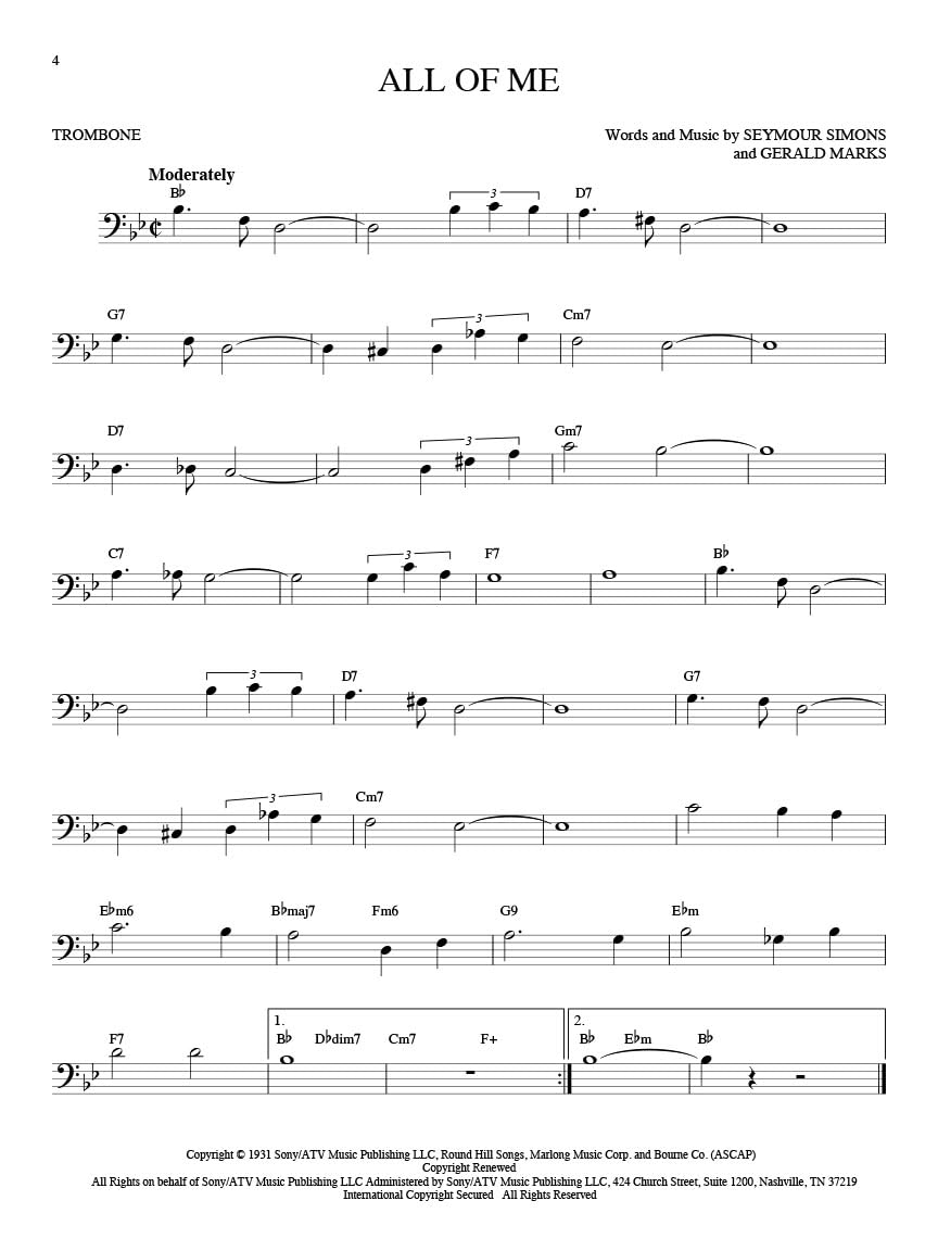 101 Jazz Songs for Trombone - Sheet Music Songbook | Instrumental Folio for All Levels | Includes Autumn Leaves, Misty, Fly Me to the Moon, Satin Doll, Body and Soul and More - Image 5