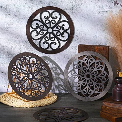 Yulejo-4-Pcs-Thicken-Rustic-Wall-Decor-Farmhouse-Wall-Art-Wooden-Hollow-Carved-Design-Decor-Rustic-Round-Wall-Art-for-Living-Room-Bedroom-Hallway-Decor-Kitchen-Wall-Black-Brown98-x-98-Inch Yulejo 4 Pcs Thicken Rustic Wall Decor Farmhouse Wall Art Wooden Hollow Carved Design Decor Rustic Round Wall Art for Living Room Bedroom Hallway Decor Kitchen Wall Black Brown98 x 98 Inch