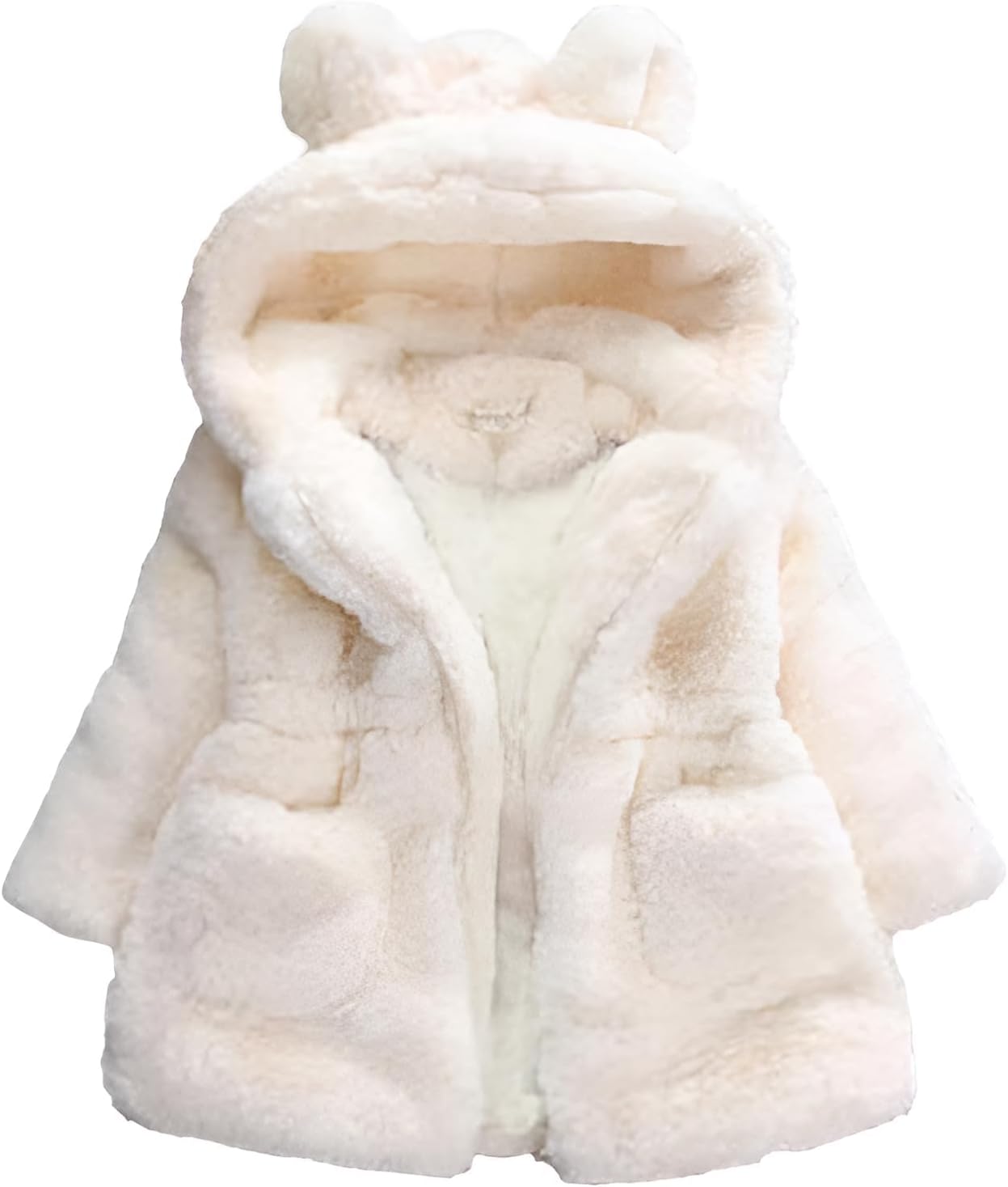 Yimoon Girls Winter Fleece Coats Kids Warm Jacket Cute Ear Hooded Thicken Fuzzy Outerwear