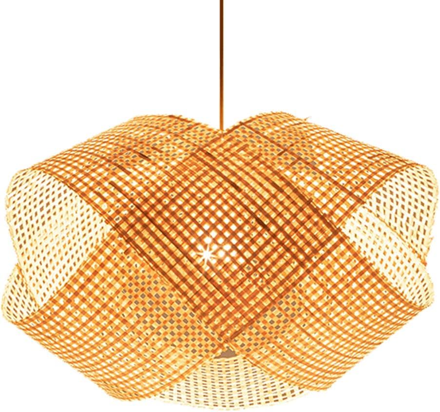 Lámpara colgante de estilo rústico con forma geométrica, pantalla de lámpara, 1 luz, granja, mimbre, cesta de, lámpara, atmósfera de ., jaula de, lámparas de techo,lampara araña