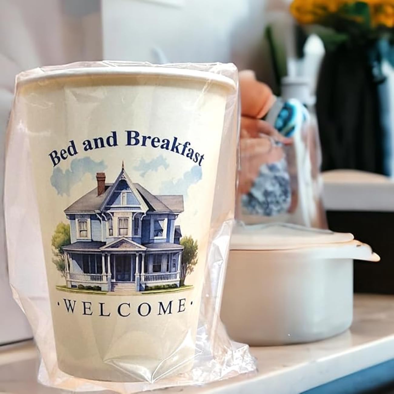 Generico Mecup Vasos desechables de papel envueltos individualmente Taza desechable bebidas calientes y frías para hotel o b&b (800, B&B)