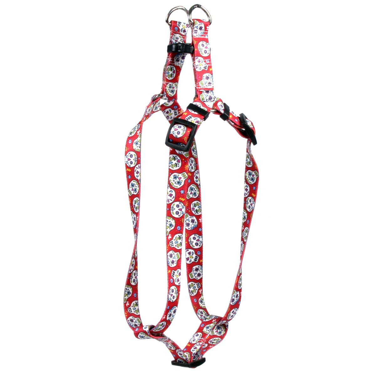 Yellow Dog Design Sugar Skulls 15-Inch to 25-Inch Step-In Harness, Medium, Red