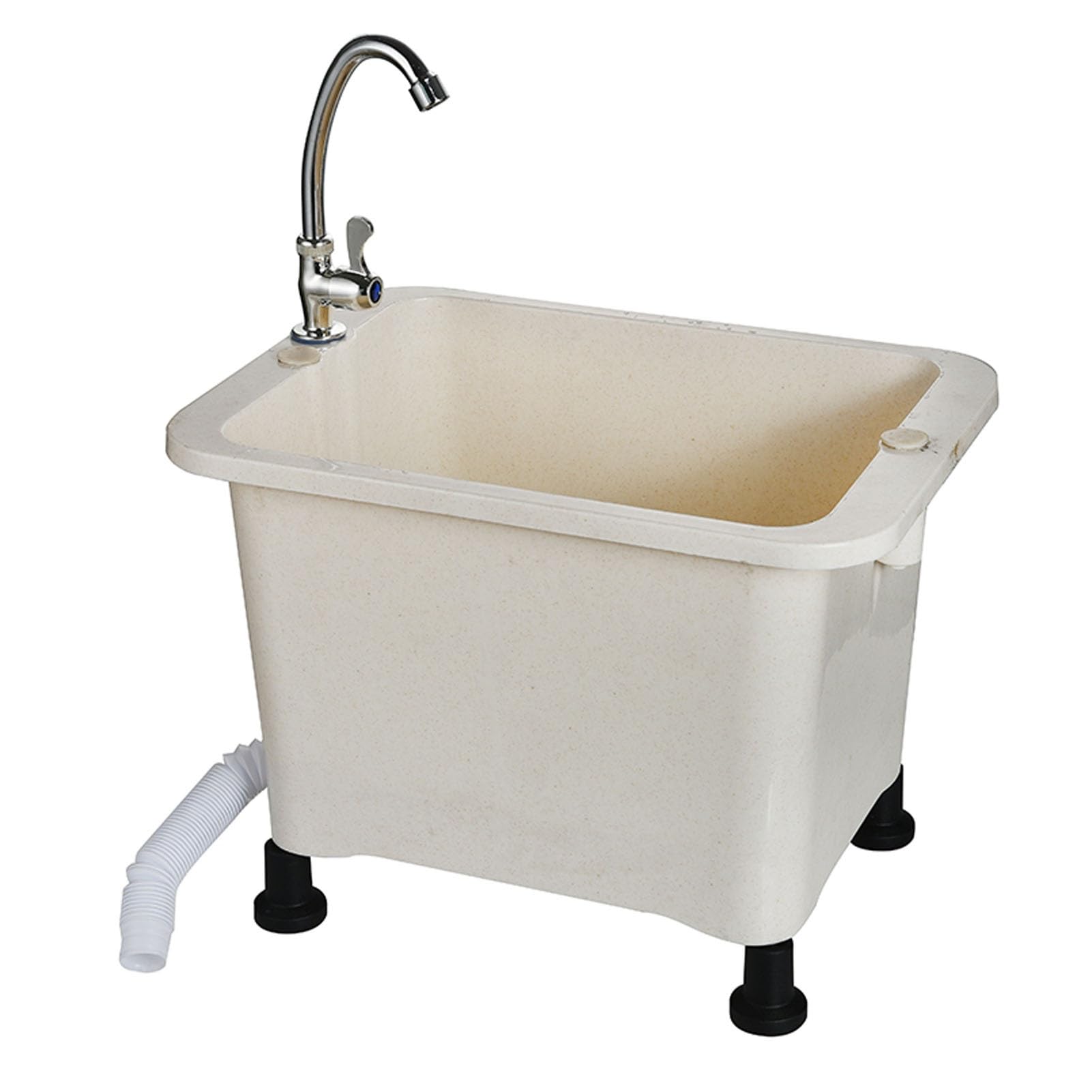 Évier autoportant avec robinet plastique évier utilitaire balcon cuisine bassin nettoyage