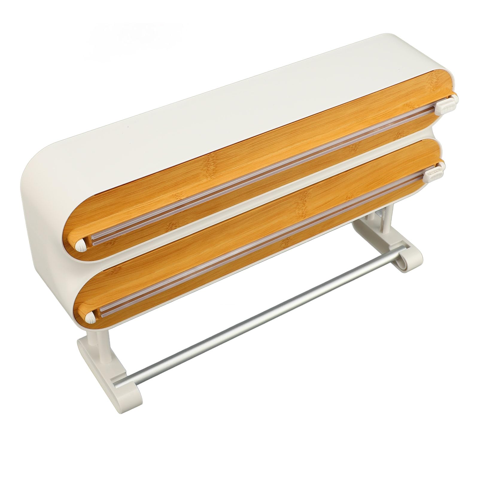 Dispensador de Cocina 3 en 1 para Film Transparente de Aluminio y Encerado con Cortador Integrado y Soporte de Pared de Aluminio Ideal para Organizaci n en la Cocina