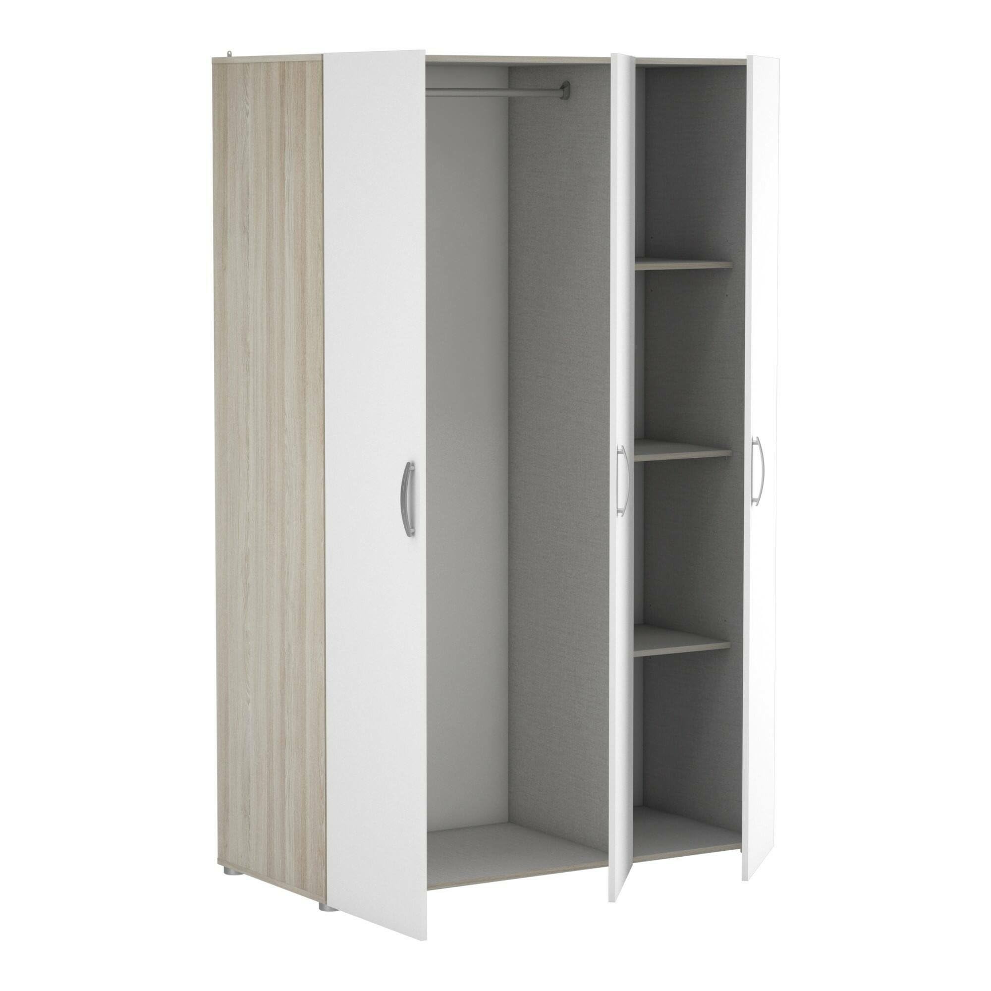 Dmora - Guardaroba grande Rhone, Mobile camera da letto, Cabina armadio portabiti, Armadio appendiabiti, 119x51 h185 cm, Rovere e Bianco opaco