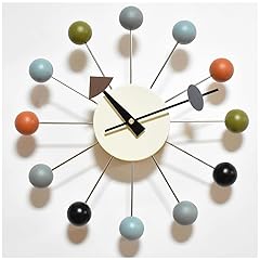 Wood Ball Wall Clock Mid Century Modern Silent Non Ticking Battery Operated 13 Inch Decorative Pop photo Wood Ball Wall Clock Mid Century Modern Silent Non Ticking Battery Operated 13 Inch Decorative Pop