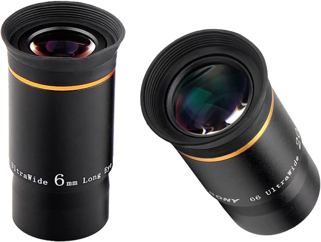 SVBONY Telescope Eyepiece 20mm Bundle with Eyepiece 6mm, 66 Degree Ultra Wide Angle Eyepiece, 1.25 inches Telescope Accessories for Astronomical Observation