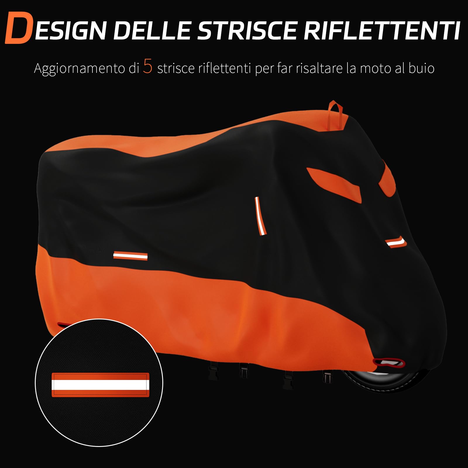 Telo Coprimoto Impermeabile Telo Moto Esterno Oxford 210D Copri Moto Polvere Pioggia Vento Escrementi di Uccelli Copertura Antifurto per Motorino Bicicletta Motocicletta Scooter, 245x105x125