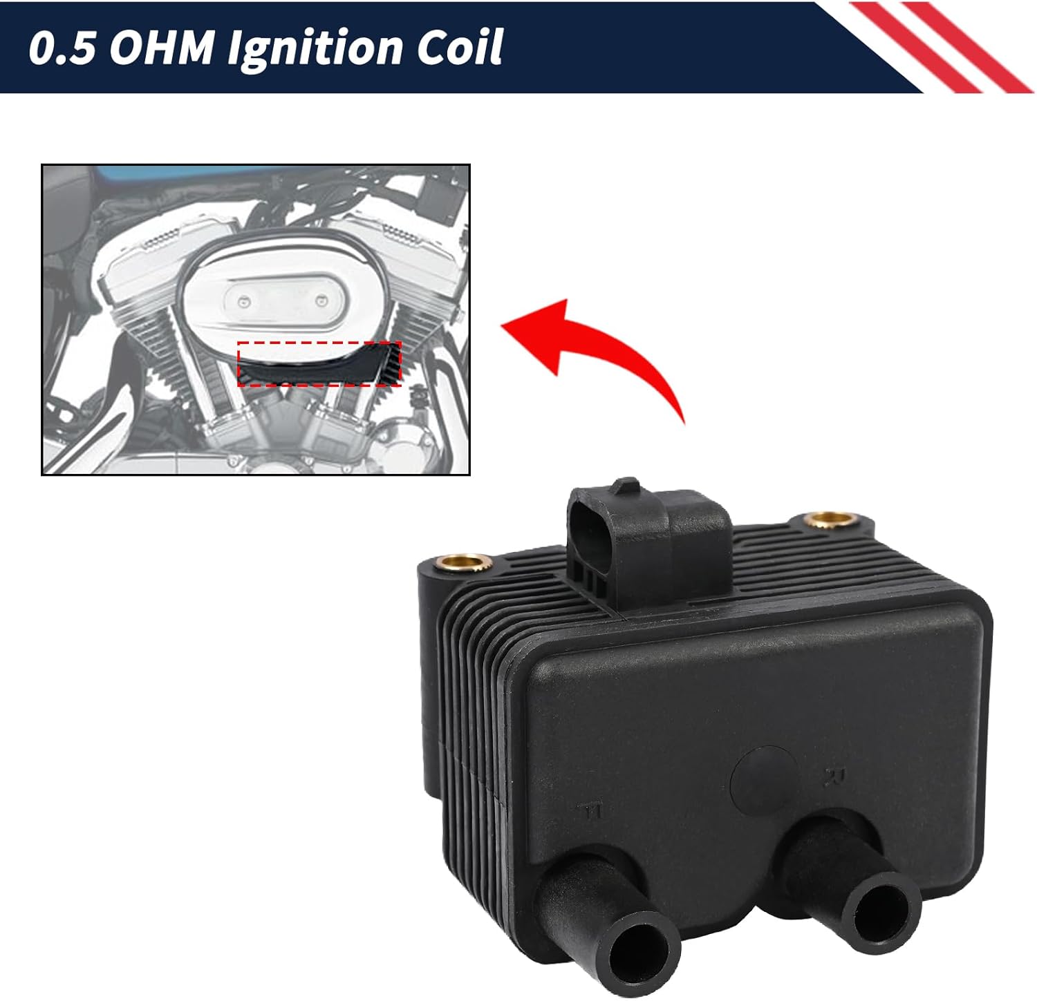 0.5 OHM 3Pin Ignition Coil 31655-99 2102-0225 Compatible with Harley-Davidson FXD Dyna Super Glide Touring Fat Boy Heritage Softail Electra Glide 1999-2006 Only Carbureted Version