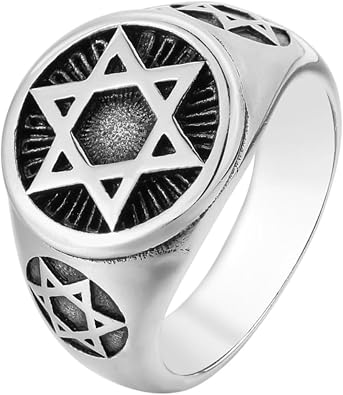 David Star Ring Stainless Steel Israel Religious Symbol Jewish 6 Points Star Jewelry Accessory