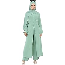 Abaya Dress for Women Muslim Modest Prayer Clothes 2pcs Dubai Cool Suit Arabic Daily Comfort Outfits(Long Top+Pants)