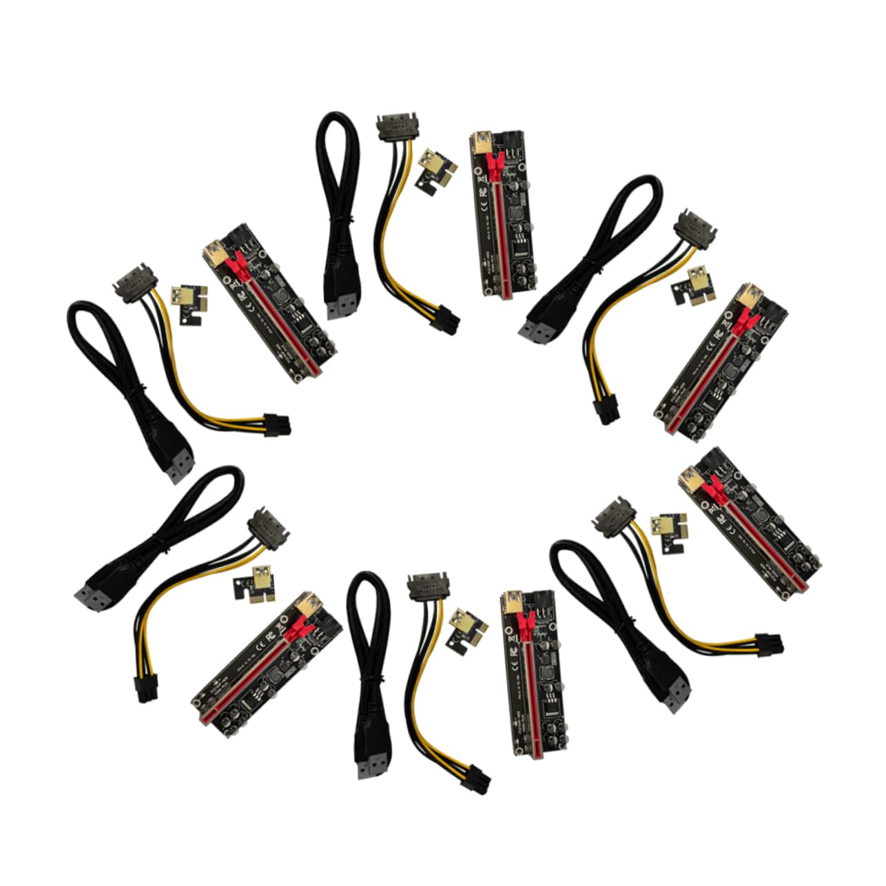 HOMOCONO 6sets Pin Pci-e Riser Card Extension Adapter for Gpu Pci Express Riser Cable Fixed Buckle Graphics Card Support USB to