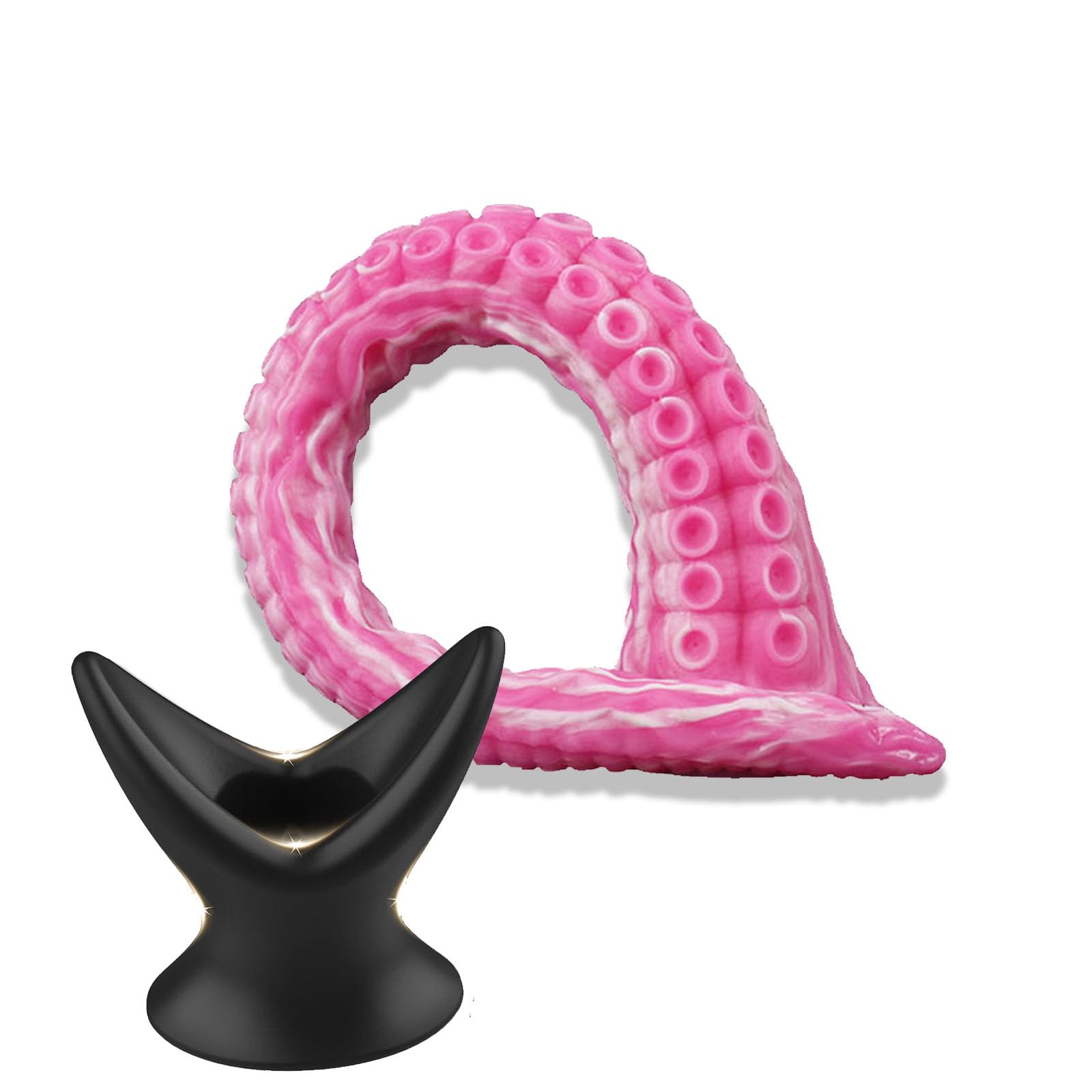 AMAZBEE Hohl Anal Plug und Tentakel Dildo Set Extra Lange Silikon Analdehner mit Saugnapf für Prostata Massage Tiefere und Erkundung BDSM Tunnel Plug im Monster Alien Design (L)