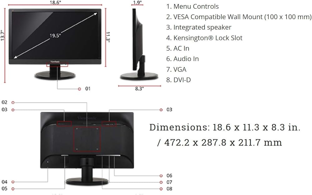 ViewSonic VA2055SM 20 Inch 1080p LED Monitor with VGA Input and Enhanced Viewing Comfort thumbnail 3