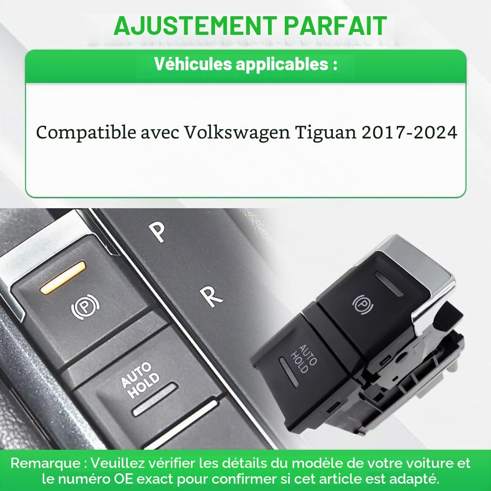 Bouton de commande de frein à main électronique Kacepar compatible avec Volkswagen Tiguan 2017–2024 5NA927225