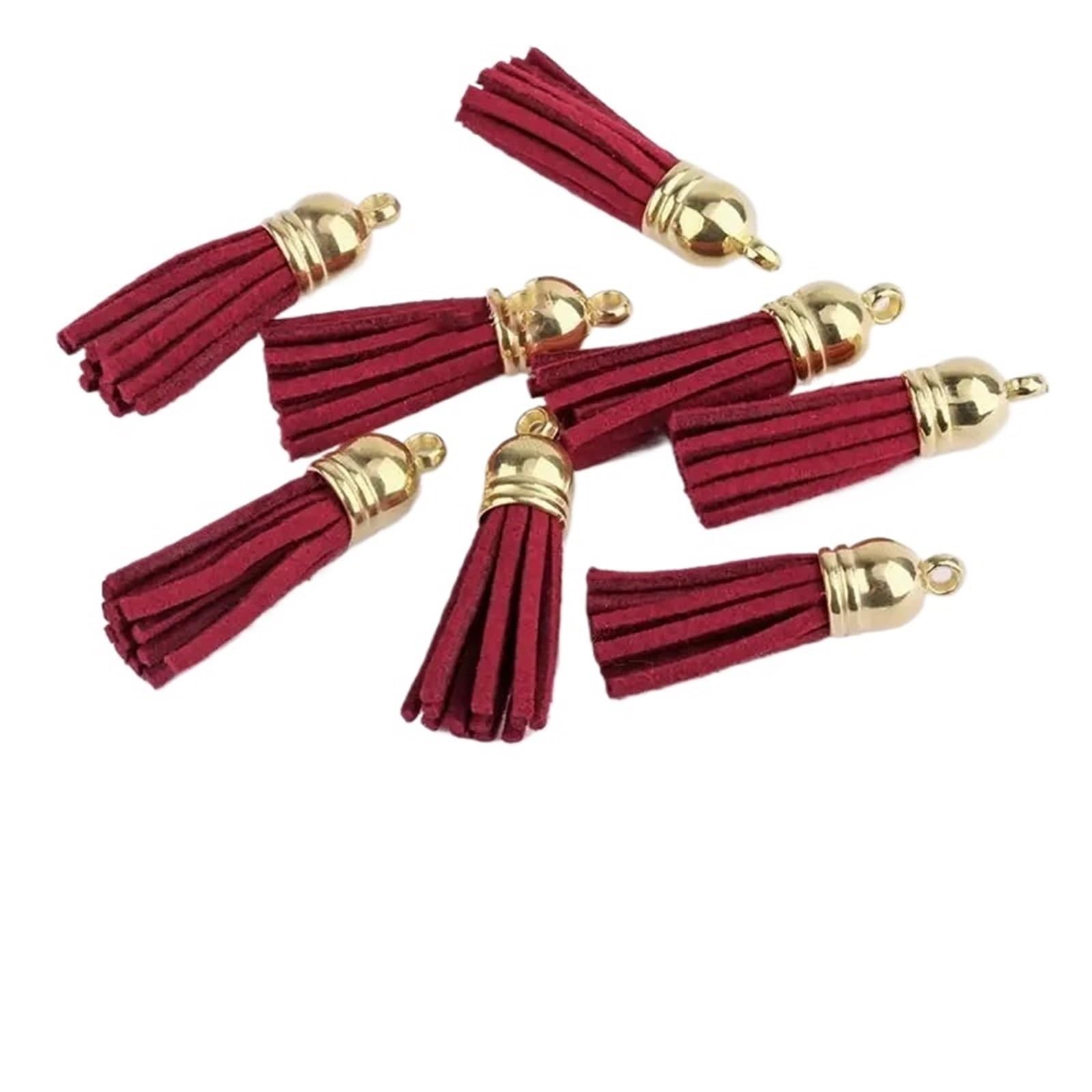 Mini Tassels 50Pcs Keychain Tassels Bulk Leather Tassels for Jewelry Making Colored Suede Tassel Pendant Keychain Accessory Craft Making for Crafts(Red)