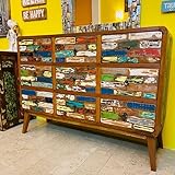  Generico Madia etnica 9 cassetti mobile buffet porta tv scatolato stile anni 60 70 legno teak colori vintage originali arredamento kitsch retro
