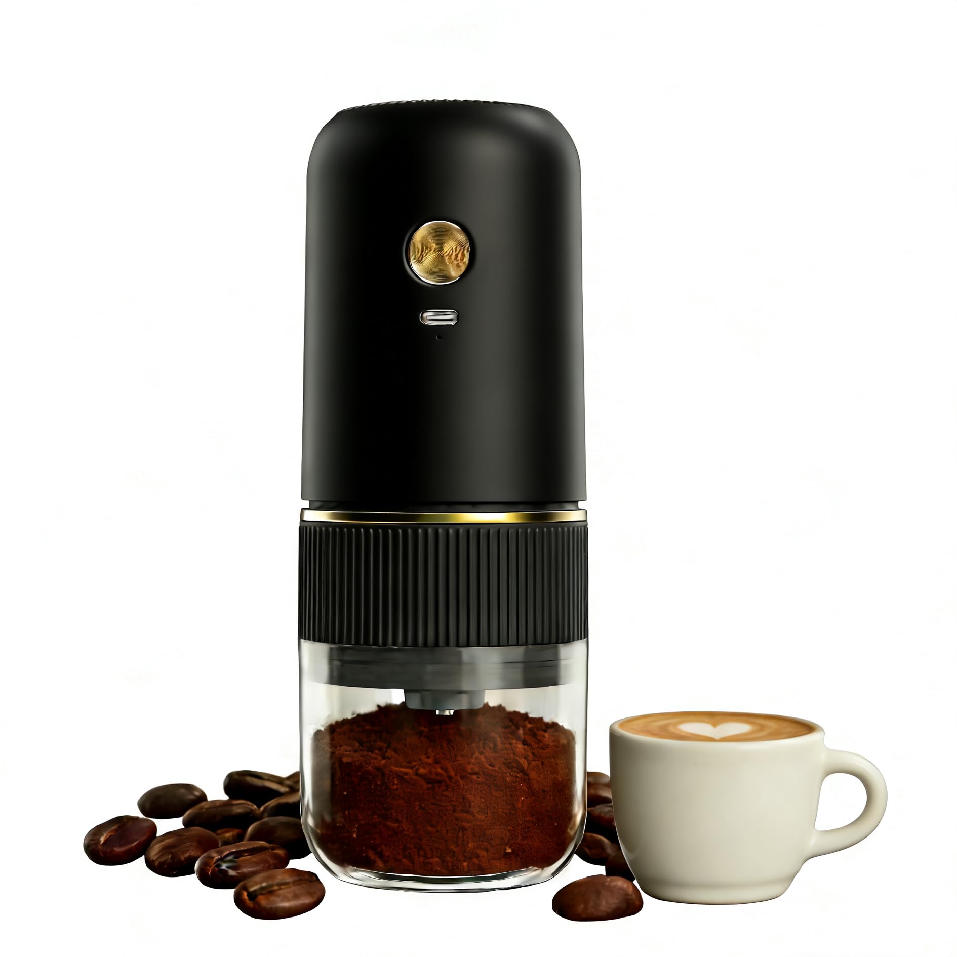 Coffee Grinder Electric Automatic Pepper Grinder Adjustable Coarseness Rechargeable Cafe Burr Spice Grinder with Removable Design Kitchen Grinder
